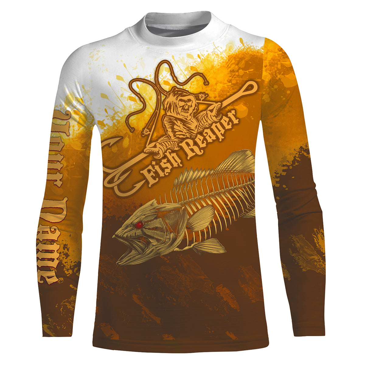 Fishing reaper Halloween style UV protection quick dry Customize name long sleeves UPF 30+ personalized gift