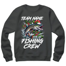 Load image into Gallery viewer, Custom Christmas Musky Fishing Team Shirts, Muskie Fishing Crew Sweatshirt, Christmas Fishing Gifts IPHW5665