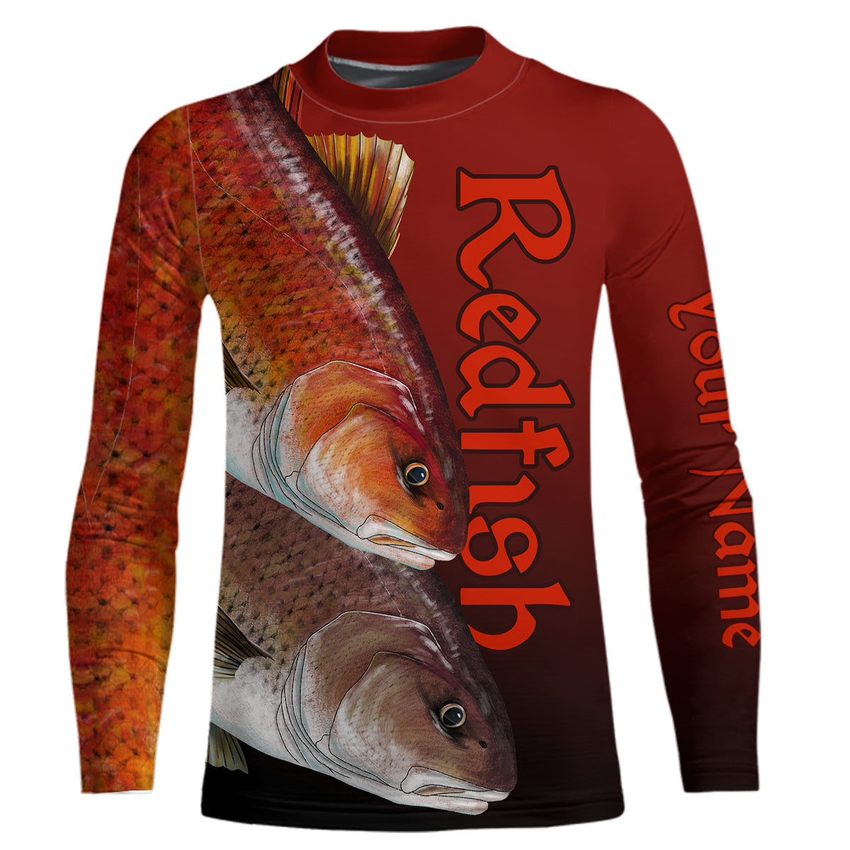Redfish Puppy Drum Custom Long Sleeve Performance Fishing Shirts, Redfish Fishing Jerseys IPHW5605