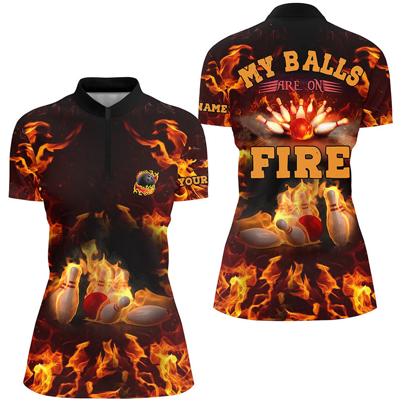 Custom bowling shirt for women – personalized team jersey front view