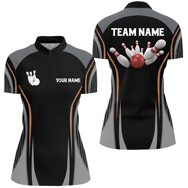Custom bowling shirt for women – personalized team jersey front view