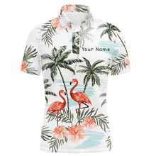 Load image into Gallery viewer, Flamingo tropical palm tree Mens golf polos shirts custom golf shirts for men, personalized golf gifts NQS6878