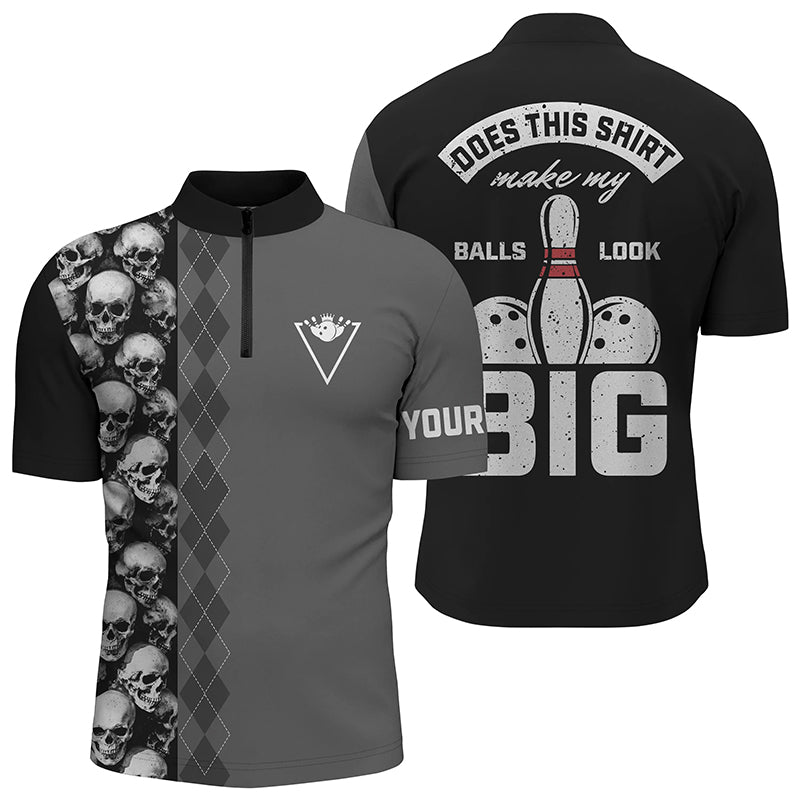Custom black bowling shirt for men – personalized team jersey front view