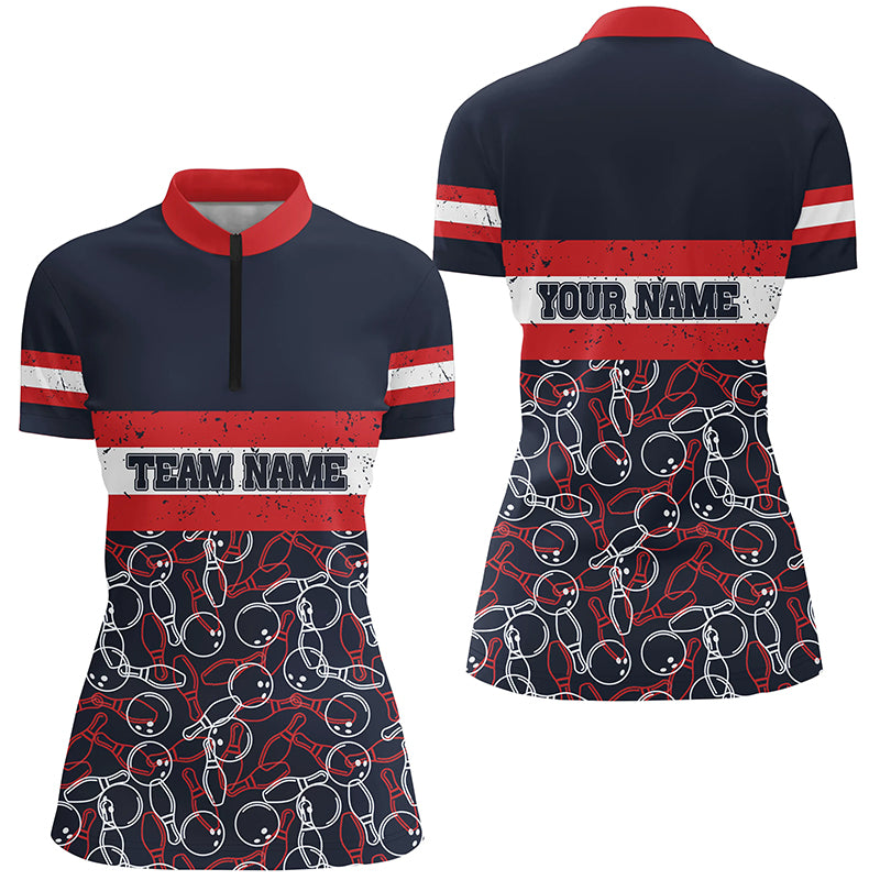 Custom bowling shirt for women – personalized team jersey front view