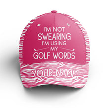 Load image into Gallery viewer, Funny Golfer hat custom name I'm not swearing I'm using my golf words, pink zebra ladies golf hats NQS5330