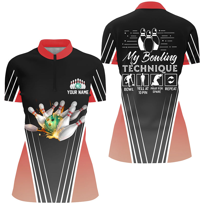 Custom bowling shirt for women – personalized team jersey front view