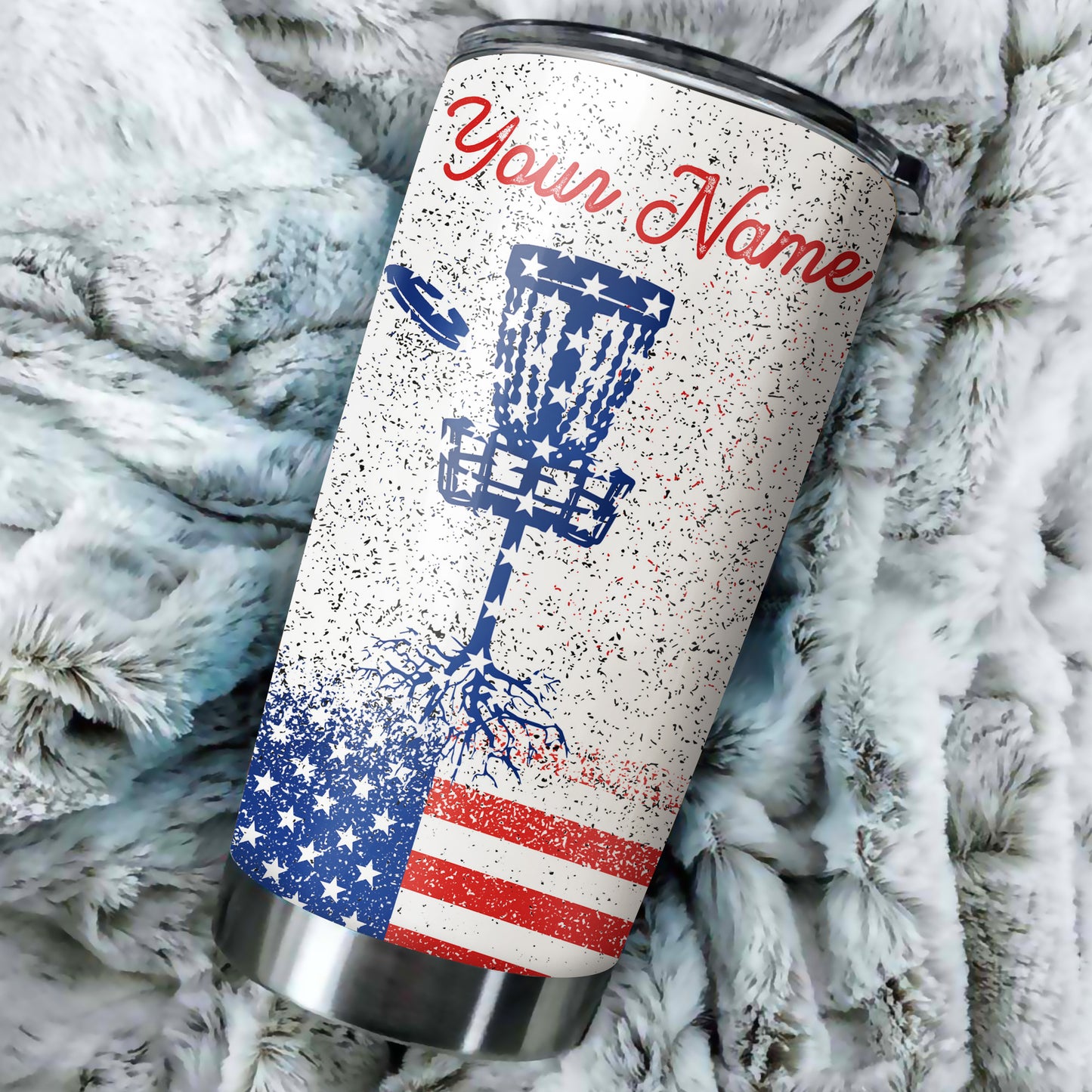 1PC American flag disc golf tumbler cup custom name patriot golf gift Stainless Steel Tumbler Cup NQS4642