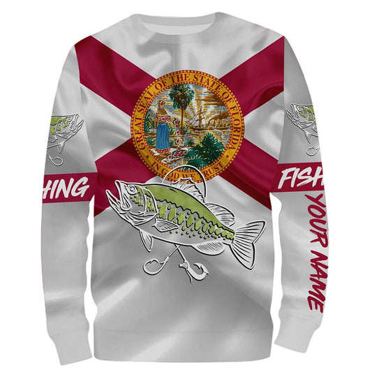 Bass Fishing Florida FL Flag Patriotic Customize Fishing Shirts For Men, Women, Kid NQS480