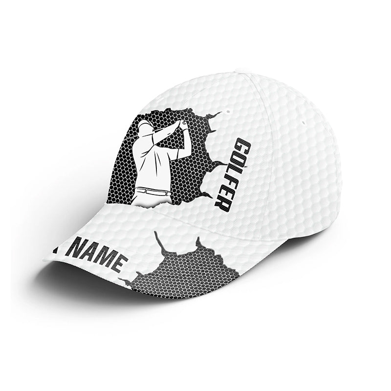 Black white Golfer hat custom name sun hats for men, golf caps and hats unique golf gifts NQS4664
