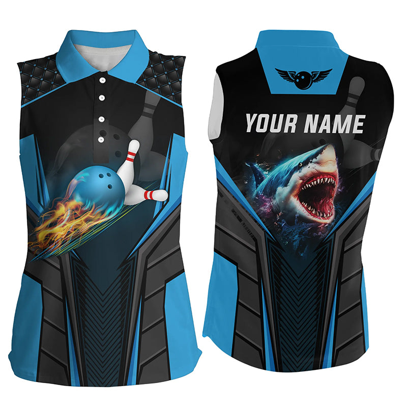 Custom sleeveless bowling shirt for women – personalized team jersey front view
