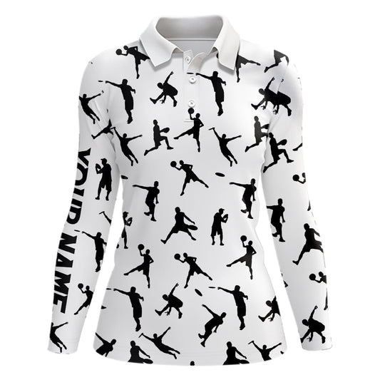 White Women disc golf polo shirt custom disc golf jerseys, disc team golf shirt for womens NQS6418