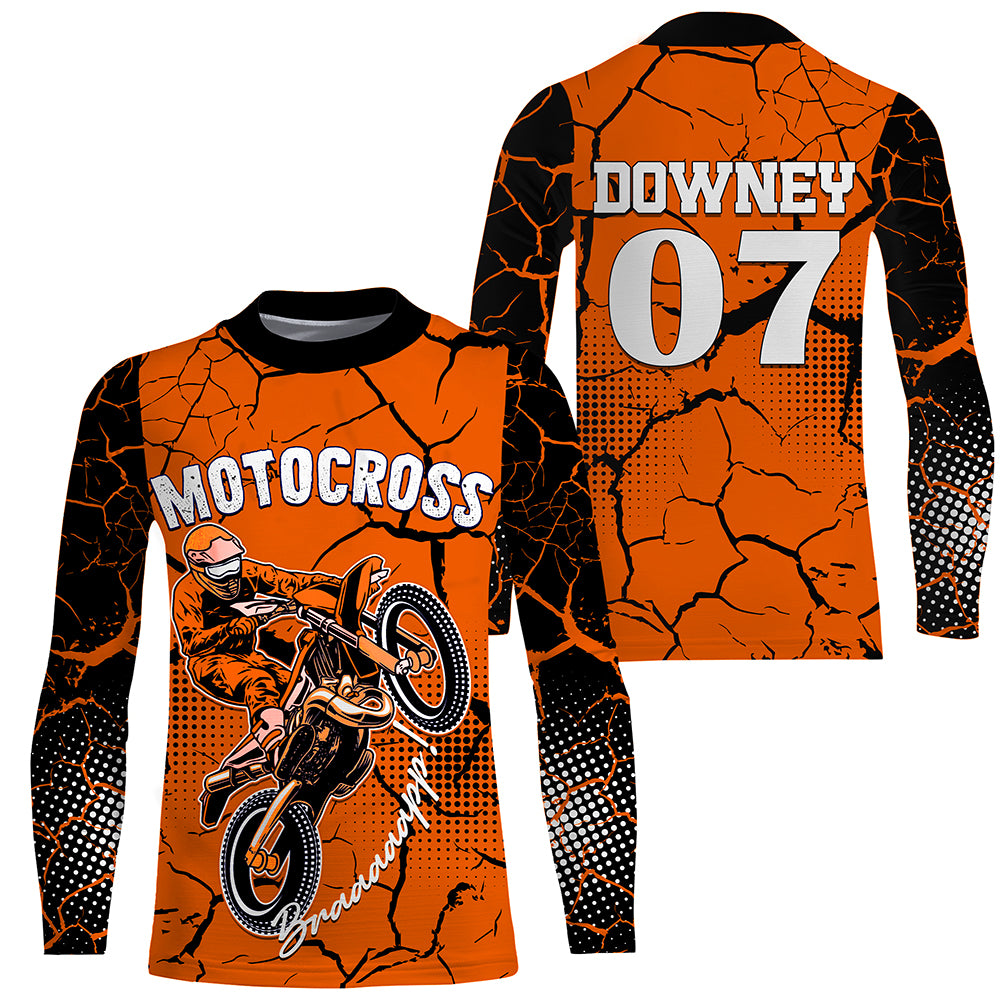 Orange Personalized Motocross Jersey UPF30+ Kid Men Women Dirt Bike Shirt MX Racing Off-road NMS1451
