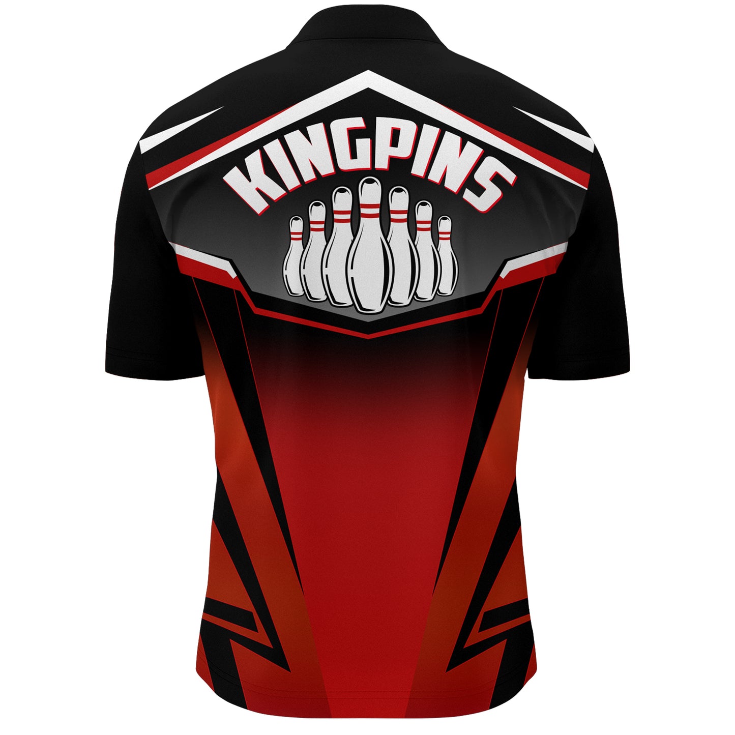 Custom Bowling Shirt for Men, Kingpins Red Quarter-Zip Bowling Shirt with Name, Men Bowlers Jersey NBZ180