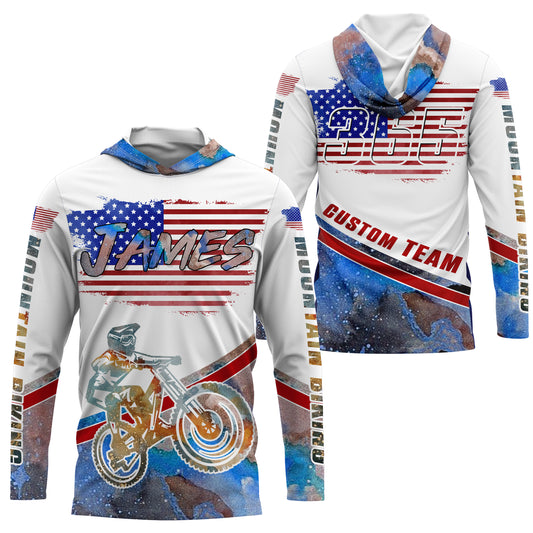 Personalized Adult kid MTB jersey UPF30+ patriotic mountain bike riding gear Downhill cycling shirt| SLC18