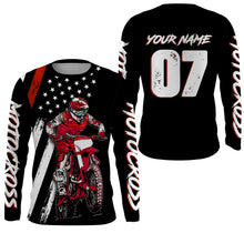 Load image into Gallery viewer, Custom motocross jersey American kid&adult UPF30+ red dirt bike racing off-road motorcycle shirt| NMS879