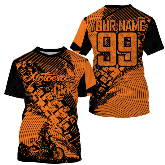 Kids Men custom orange dirt bike jersey Motocross MX racing UPF30+ motorcycle off-road shirt PDT158