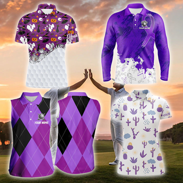 purple polo golf shirt