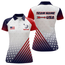 Load image into Gallery viewer, Personalized Patriotic US Flag Archery Women Polo &amp; Quarter-Zip Shirts Custom Team Archery Jerseys TDM1763