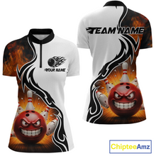 Load image into Gallery viewer, Flaming Angry Bowling Shirts Custom for Men Women Team Bowling Polo Shirts &amp; 1/4 Zip MBL93