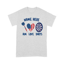 Load image into Gallery viewer, Aim Love Darts American Flag Dart T-Shirts Custom Patriotic Dart Shirts, Gifts For Dart Player TDM3949