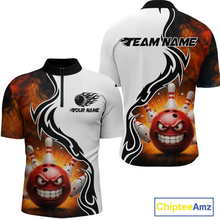 Load image into Gallery viewer, Flaming Angry Bowling Shirts Custom for Men Women Team Bowling Polo Shirts &amp; 1/4 Zip MBL93