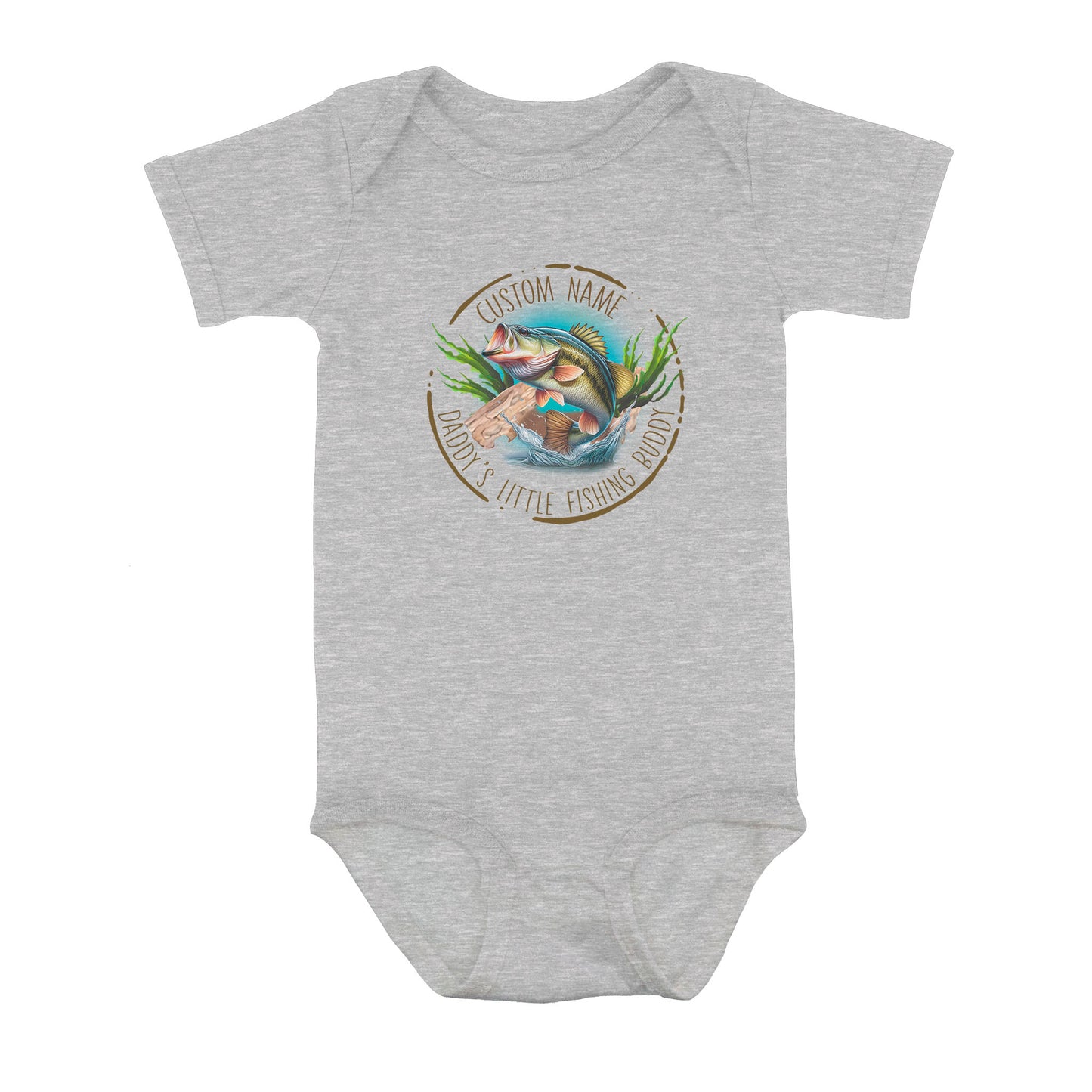 Personalized Largemouth Bass Infant Fishing Shirts, Daddy's Little Fishing Buddy Bass Baby Onesie NQS8280