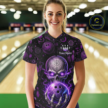 Load image into Gallery viewer, Custom Mystic Skull Bowling Shirt for Women Bowling League Jersey Polo &amp; 1/4-Zip QZT1020