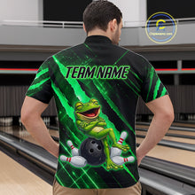 Load image into Gallery viewer, Custom Green Funny Frog Bowling Shirt for Men Bowling Jersey Polo &amp; 1/4 Zip Bowling Outfit QZT1026