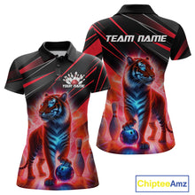 Load image into Gallery viewer, Red Tiger Bowling Team Shirt Custom Bowling League Jersey for Women Bowling Outfit Polo &amp; 1/4 Zip QZT773