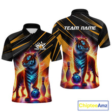 Load image into Gallery viewer, Orange Tiger Bowling Team Shirt Custom Bowling League Jersey for Men Bowling Outfit Polo &amp; 1/4 Zip QZT773