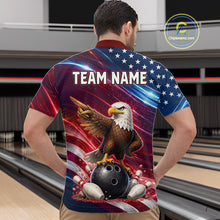 Load image into Gallery viewer, Custom American Flag Eagle Bowling Shirt for Men Patriotic Bowling Jersey Polo &amp; Quarter-Zip QZT1030