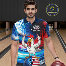 Load image into Gallery viewer, Custom American Flag Chicken Bowling Shirt for Men Patriotic Bowling Jersey Polo &amp; Quarter-Zip QZT1031
