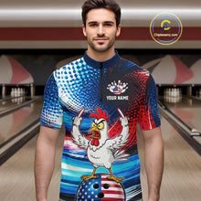 Load image into Gallery viewer, Custom American Flag Chicken Bowling Shirt for Men Patriotic Bowling Jersey Polo &amp; Quarter-Zip QZT1031