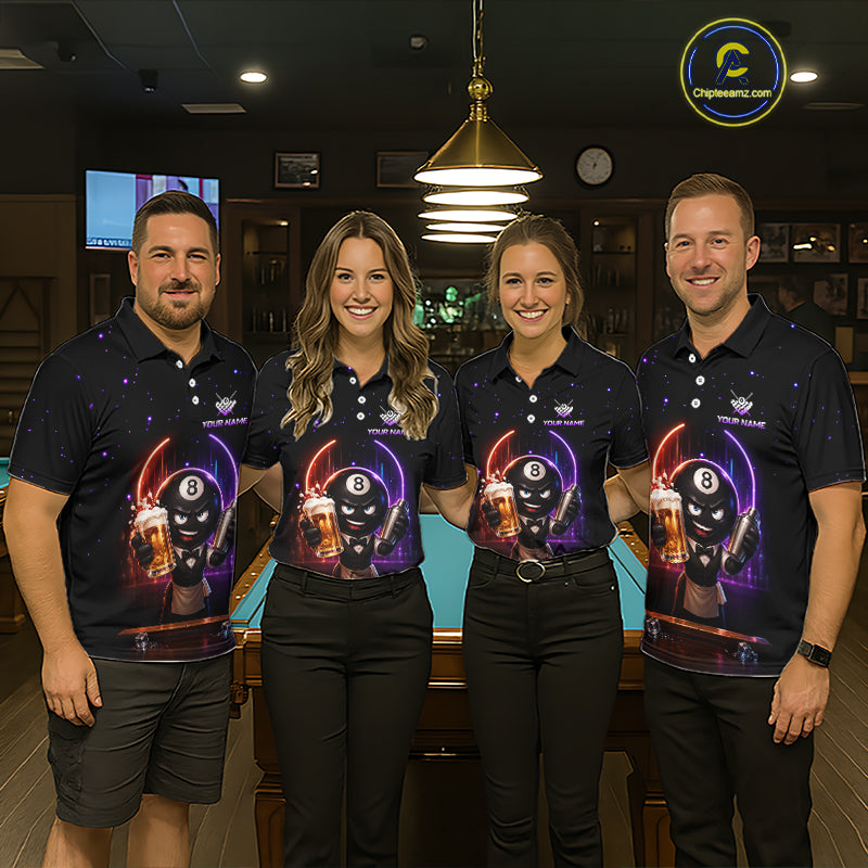 Custom 8 Ball Pool Shirt with Beer Personalized Billiard Team Jersey for Women Billiard Shirt BHT112
