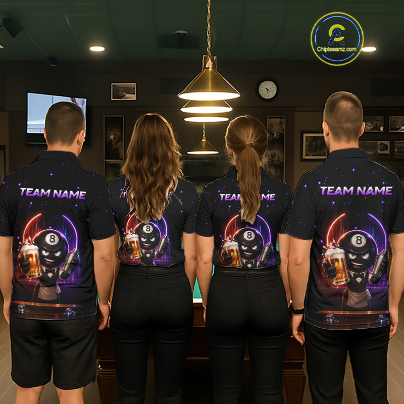 Custom 8 Ball Pool Shirt with Beer Personalized Billiard Team Jersey for Women Billiard Shirt BHT112