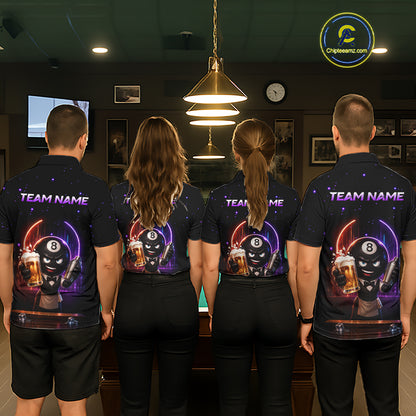 Custom 8 Ball Pool Shirt with Beer Personalized Billiard Team Jersey for Women Billiard Shirt BHT112
