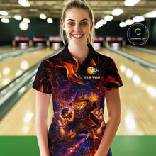Load image into Gallery viewer, Custom Funny Cat Wizard Bowling Shirts for Women Flame Bowling Jersey for Team Bowling Outfit QZT921