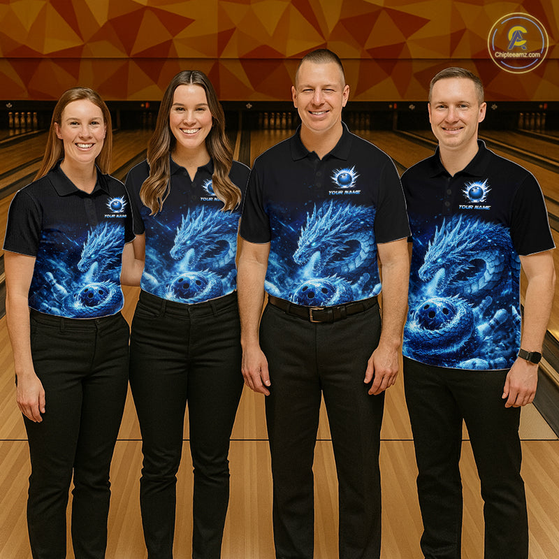 Ice Dragon Bowling Team Shirt Custom Bowling Jersey for Men Bowling Outfit QZT997