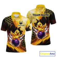 Load image into Gallery viewer, Custom Funny Duck Bowling Team Shirt for Men Yellow Bowling League Jersey Polo &amp; 1/4 Bowling Outfit  QZT958