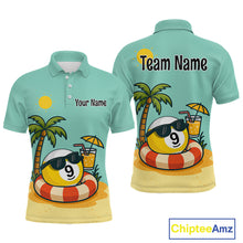 Load image into Gallery viewer, Custom Funny 9 Ball Billiard Shirts for Men Summer Billiard Jersey Polo &amp; 1/4 Zip Pool Shirt BHT25