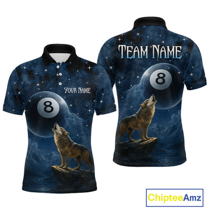 Custom Wolf 8 Ball Billiard Shirts for Men Night Realm Billiard Jersey Pool Shirt BHT27