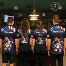 Load image into Gallery viewer, Custom Funny American Flag Chicken Billiard Shirt for Men Billiard Jersey Polo &amp; Quarter-Zip Pool Shirt BHT28