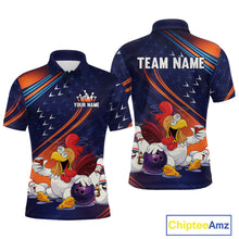 Load image into Gallery viewer, Funny Chicken Polo Bowling Shirt for Men Custom Bowling Jersey 1/4 Zip Bowling Outfit QZT826