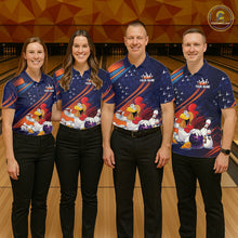 Load image into Gallery viewer, Funny Chicken Polo Bowling Shirt for Men Custom Bowling Jersey 1/4 Zip Bowling Outfit QZT826