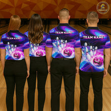 Load image into Gallery viewer, Custom Purple Blue Crazy Bowling Shirt for Men Polo &amp; 1/4-Zip Bowling League Outfit QZT831