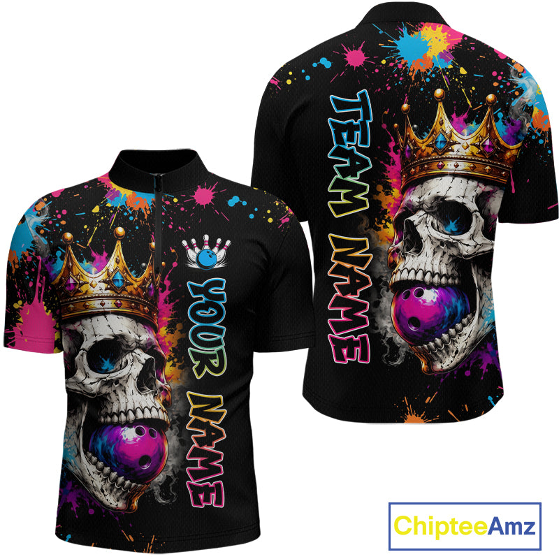 Black shirt with colorful skull design and 'Team Name' text on a white background