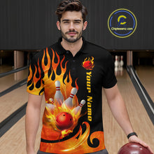 Load image into Gallery viewer, Orange Flame Bowling Team Shirt for Men Bowling League Jersey Polo &amp; 1/4 Zip Bowling Outfit QZT782