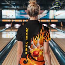 Load image into Gallery viewer, Orange Flame Bowling Team Shirt for Women Bowling League Jersey Polo &amp; 1/4 Zip Bowling Outfit QZT782