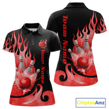 Load image into Gallery viewer, Red Flame Bowling Team Shirt for Women Bowling League Jersey Polo &amp; 1/4 Zip Bowling Outfit QZT782