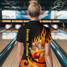 Load image into Gallery viewer, Orange Flame Bowling Team Shirt for Women Bowling League Jersey Polo &amp; 1/4 Zip Bowling Outfit QZT782